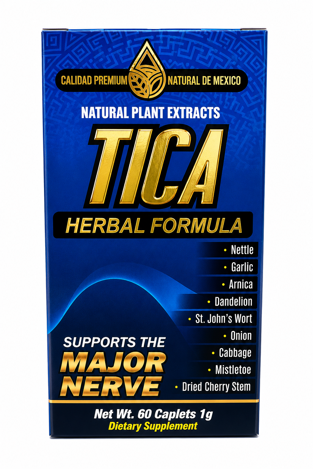Tica Herbal Formula Ciática Nervio Ciático Plus Suplemento Premium Natural 60 Tabs. Vitaminas y Minerales